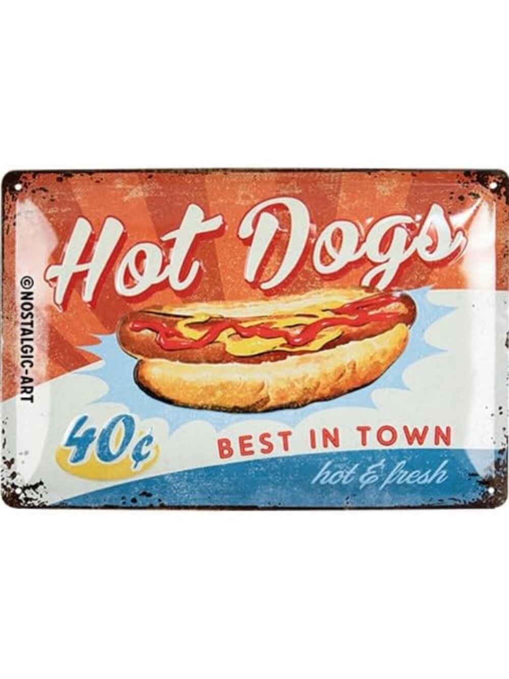 Vintage USA Diner Hot Dog Retro Tin Sign | 7.9"x11.8" Wall Decor Gift Idea